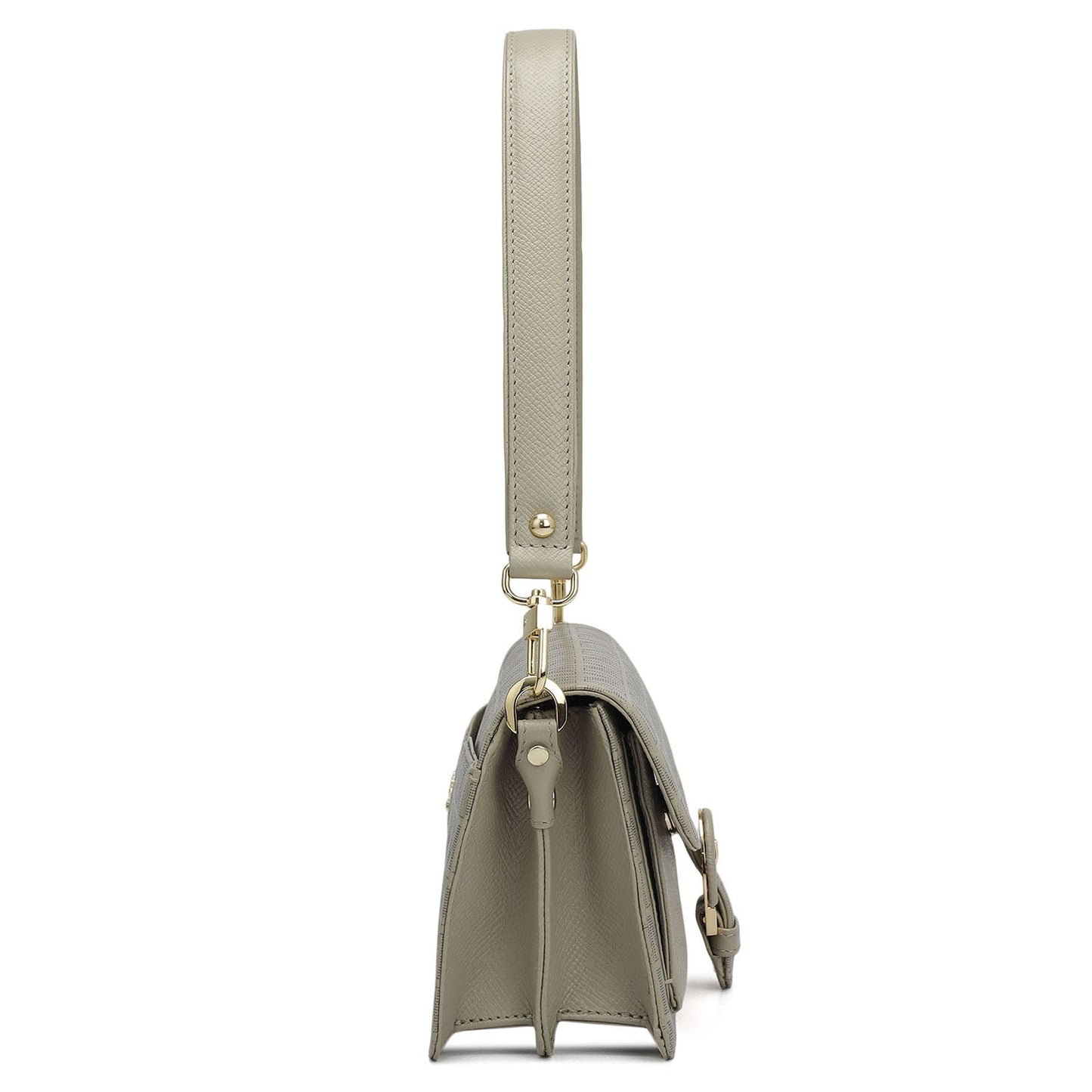 Small Monogram Franzy Leather Baguette - Chalk