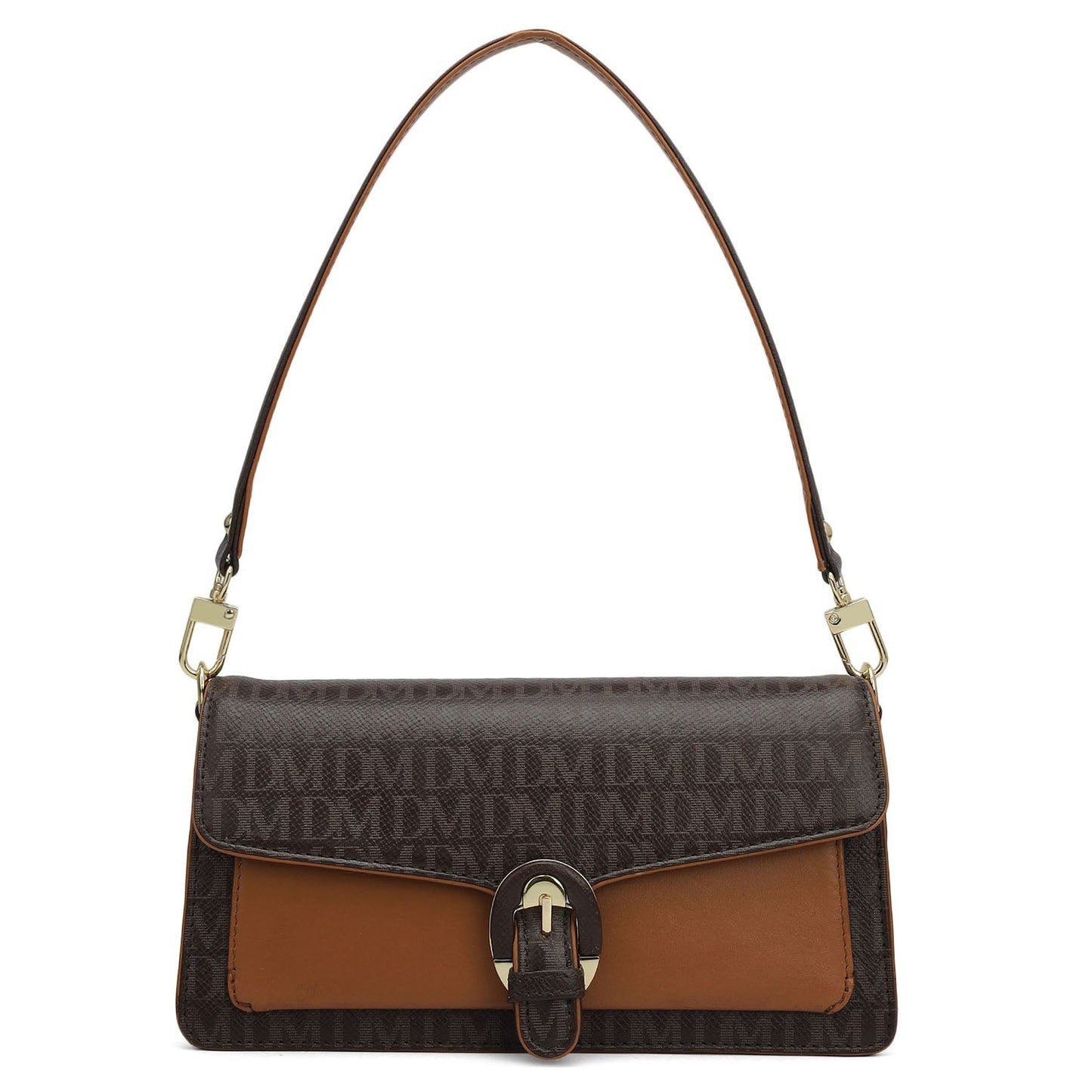 Small Monogram Plain Leather Baguette - Chocolate