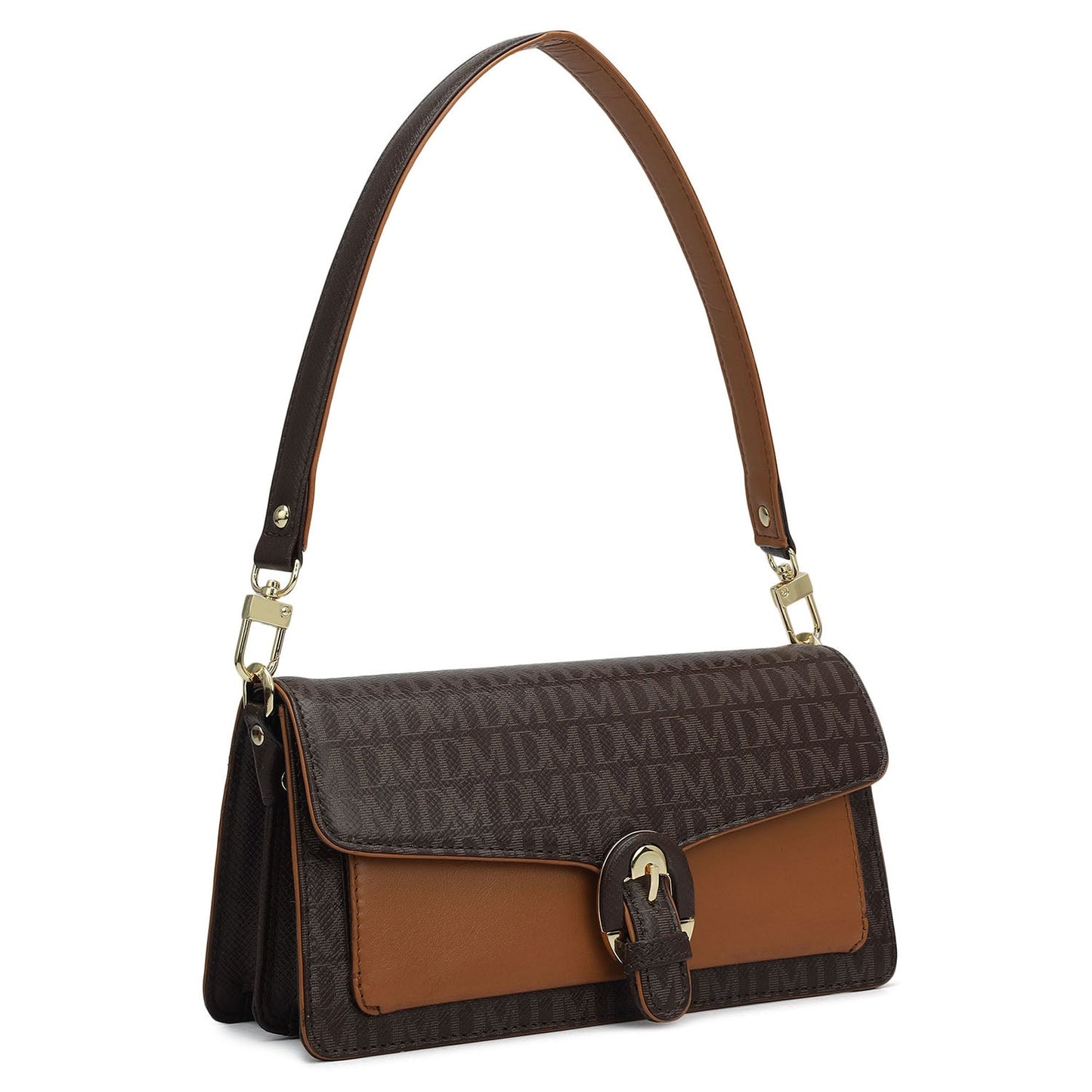 Small Monogram Plain Leather Baguette - Chocolate