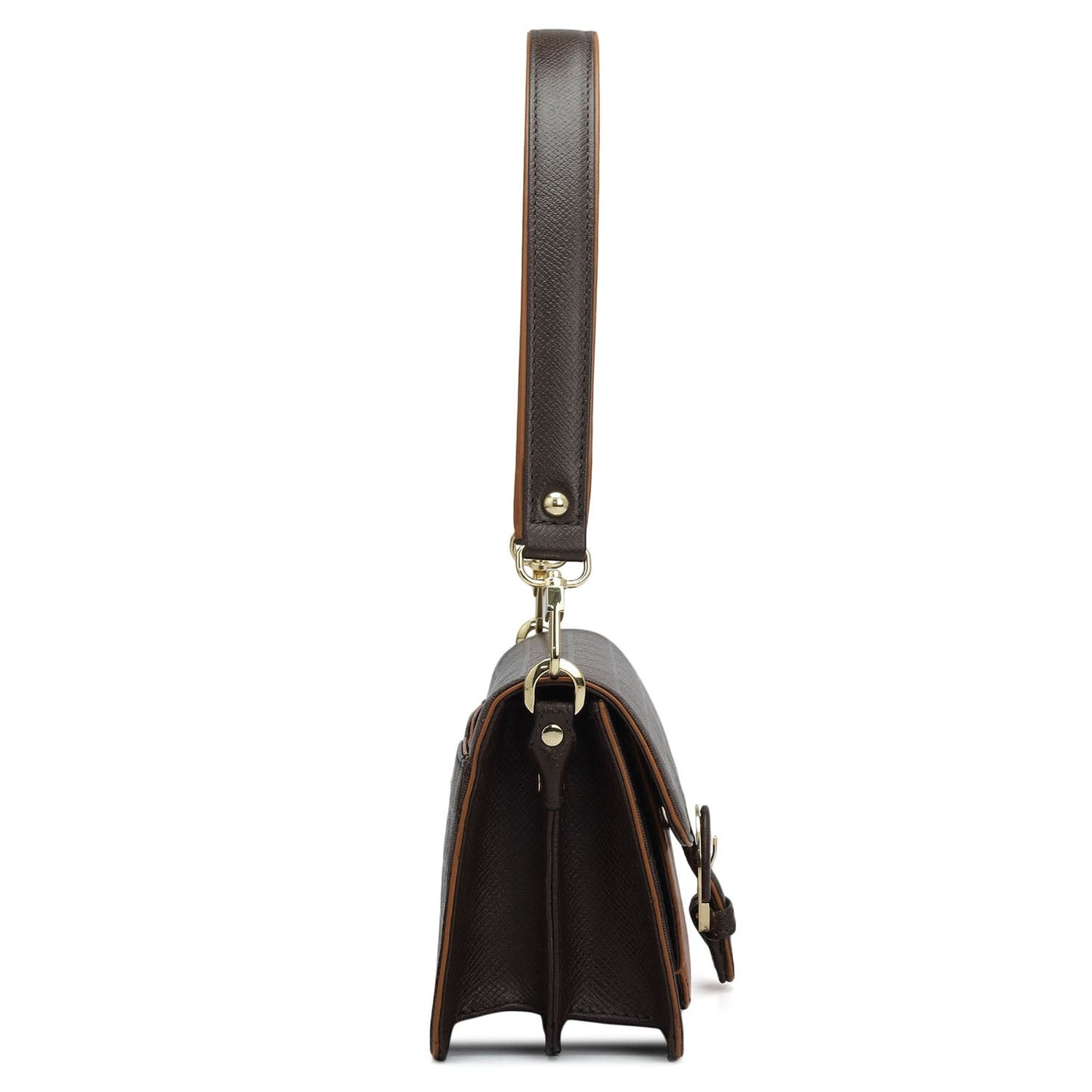 Small Monogram Plain Leather Baguette - Chocolate