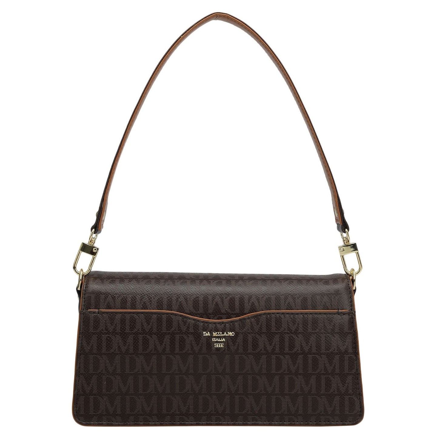 Small Monogram Plain Leather Baguette - Chocolate