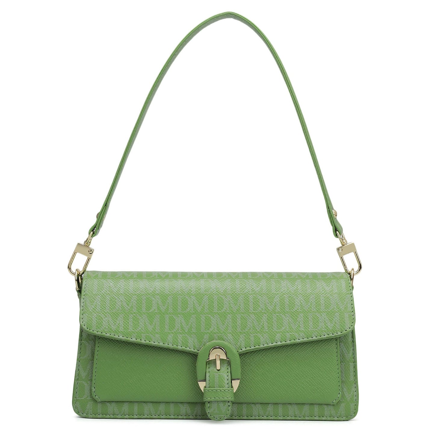 Small Monogram Franzy Leather Baguette - Kiwi