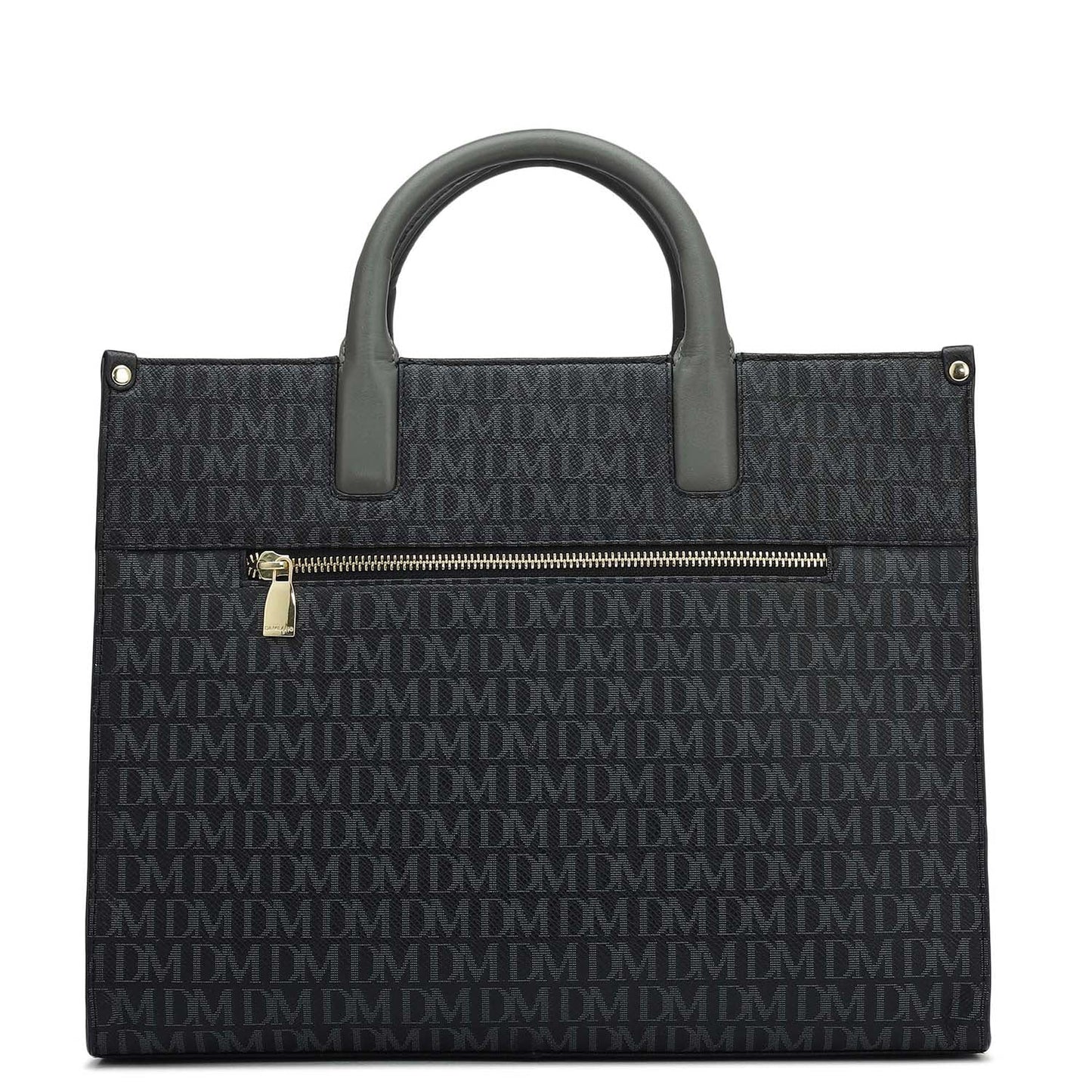 Medium Monogram Plain Leather Satchel - Black