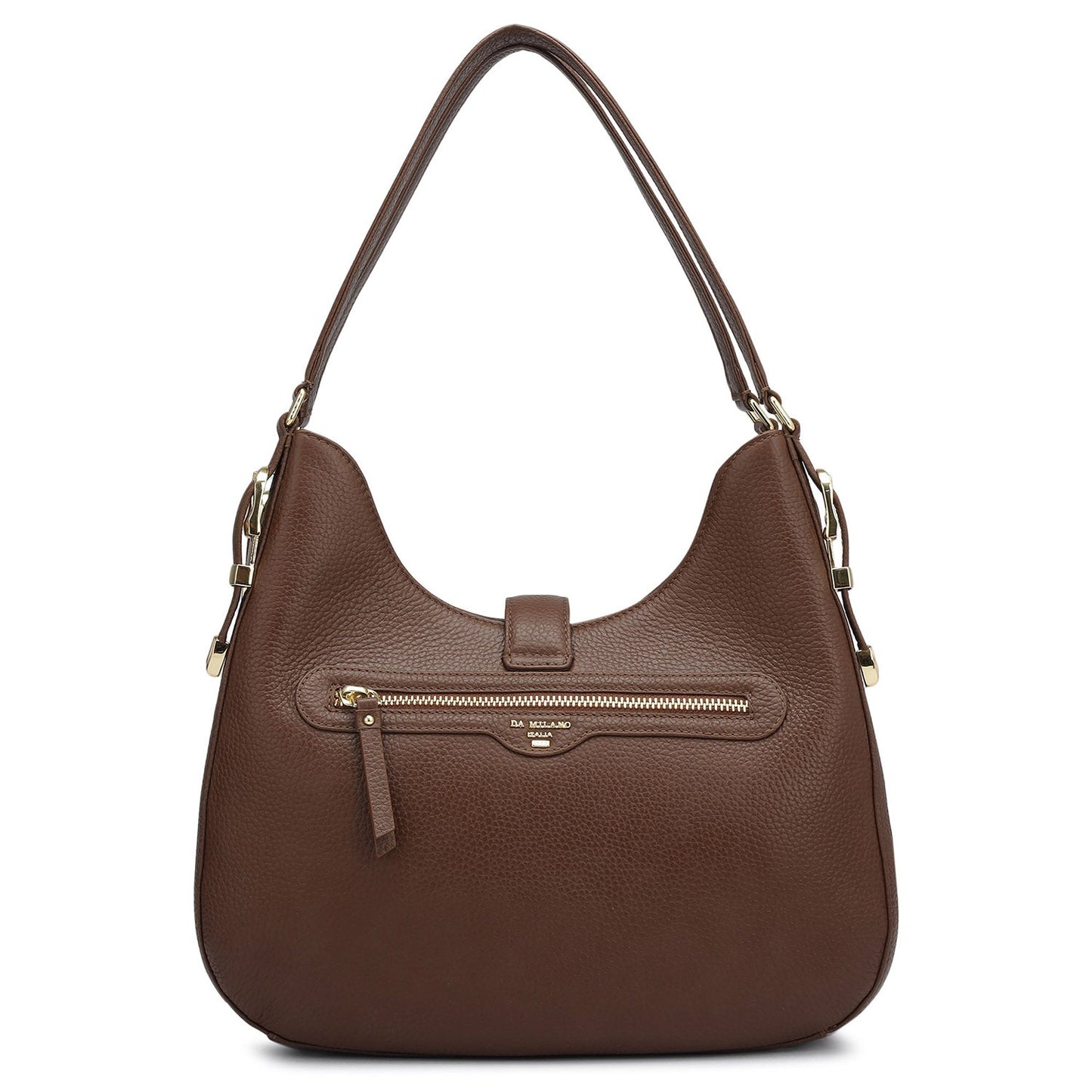 Medium Wax Leather Shoulder Bag - Espresso