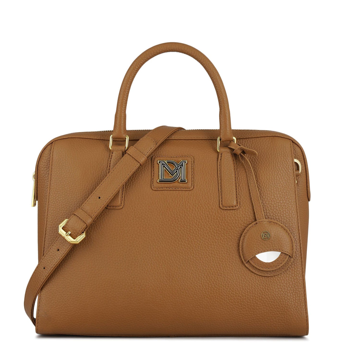 Medium Wax Leather Satchel - Caramel