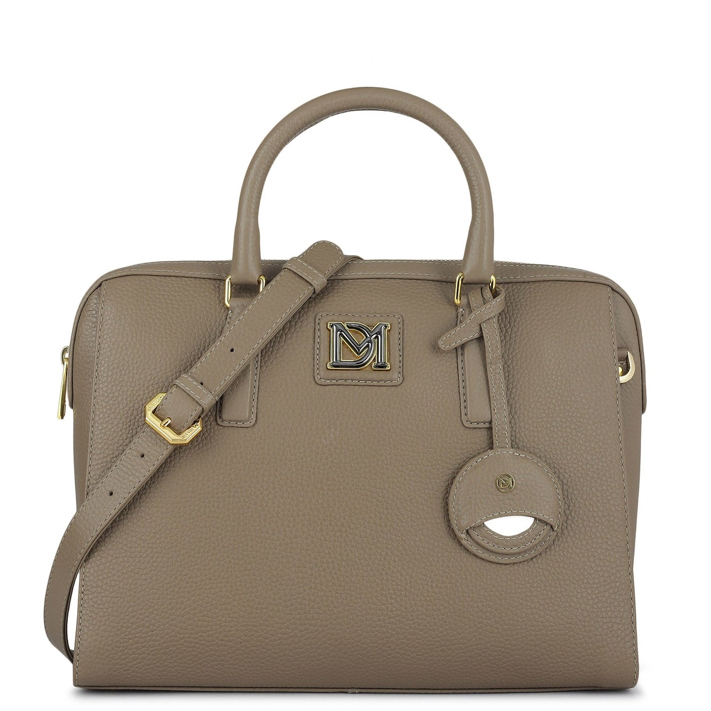 Medium Wax Leather Satchel - Greyish Taupe