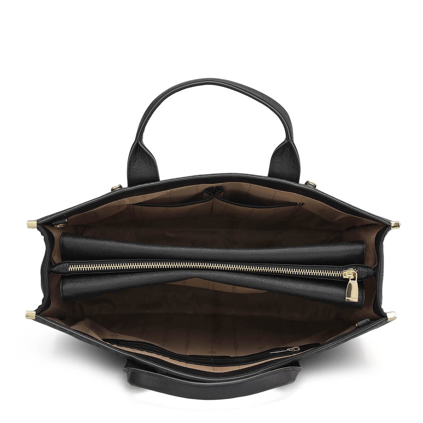 Large Monogram Leather Book Tote - Black