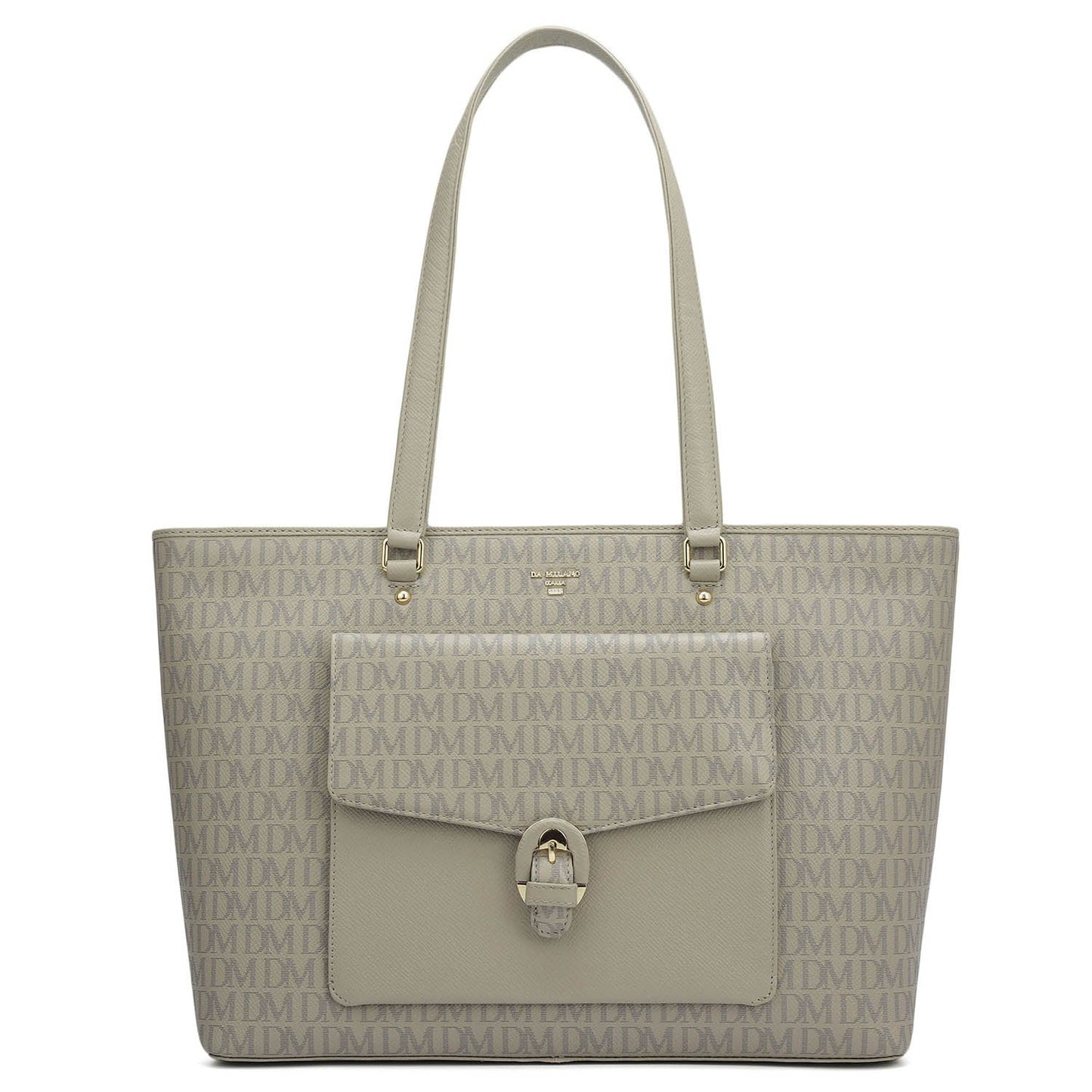 Large Monogram Franzy Leather Tote - Chalk