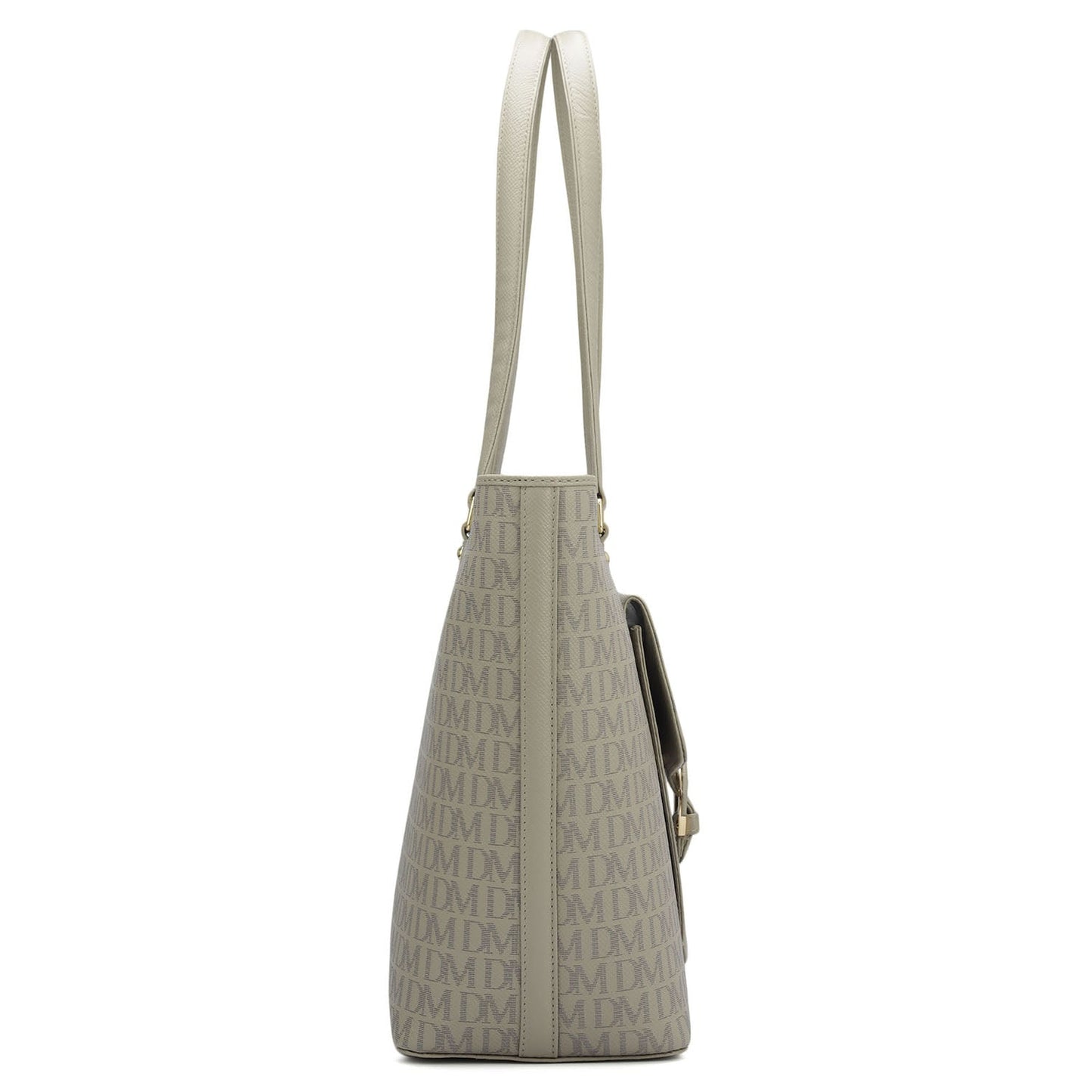 Large Monogram Franzy Leather Tote - Chalk