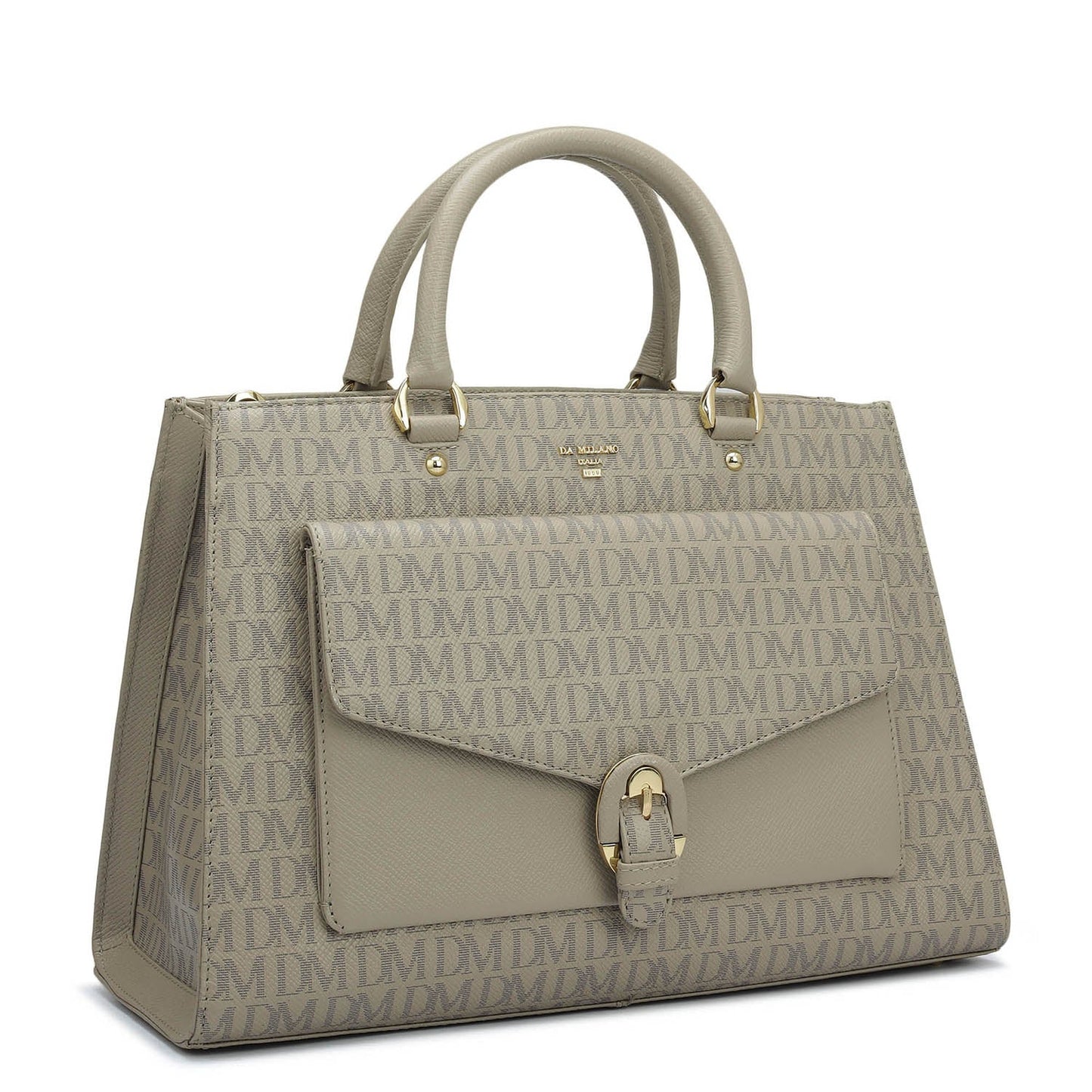 Medium Monogram Franzy Leather Satchel - Chalk