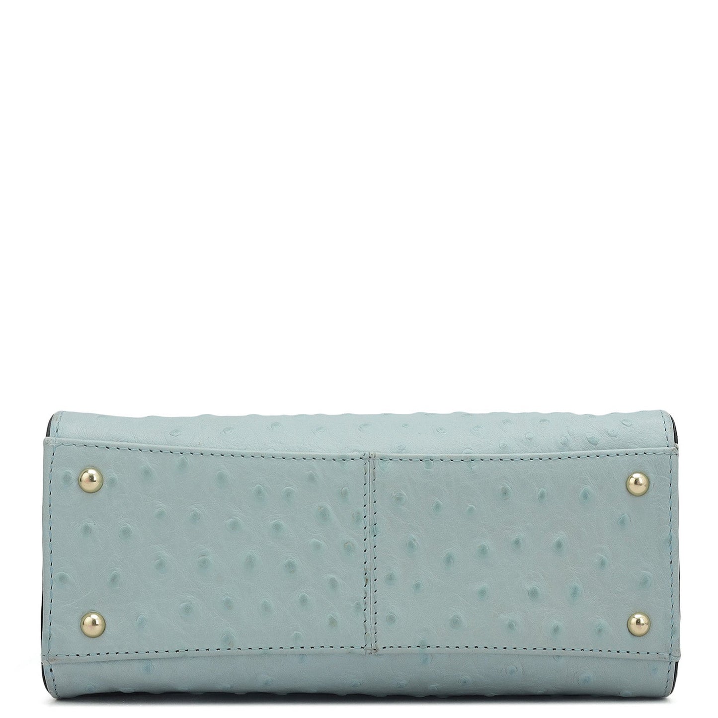 Small Ostrich Leather Satchel - Ice Blue
