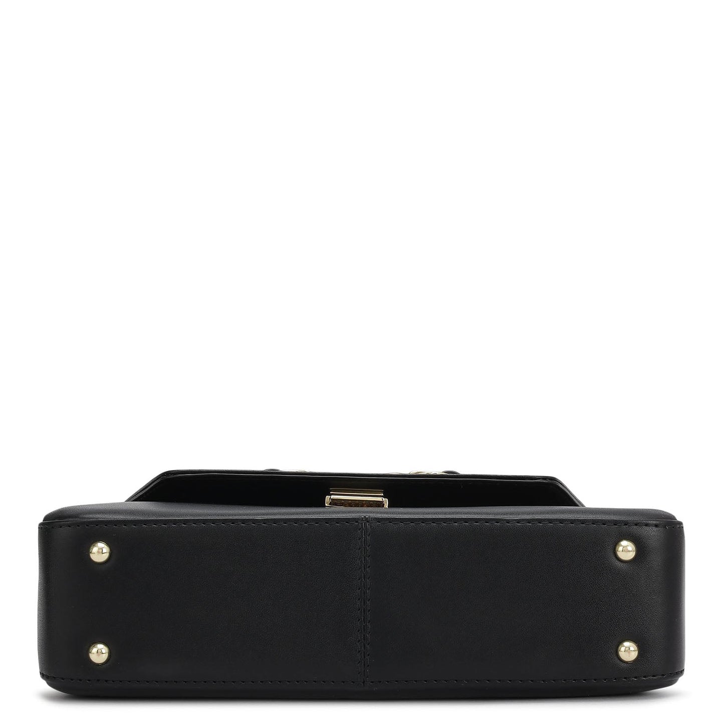 Small Plain Leather Satchel - Black