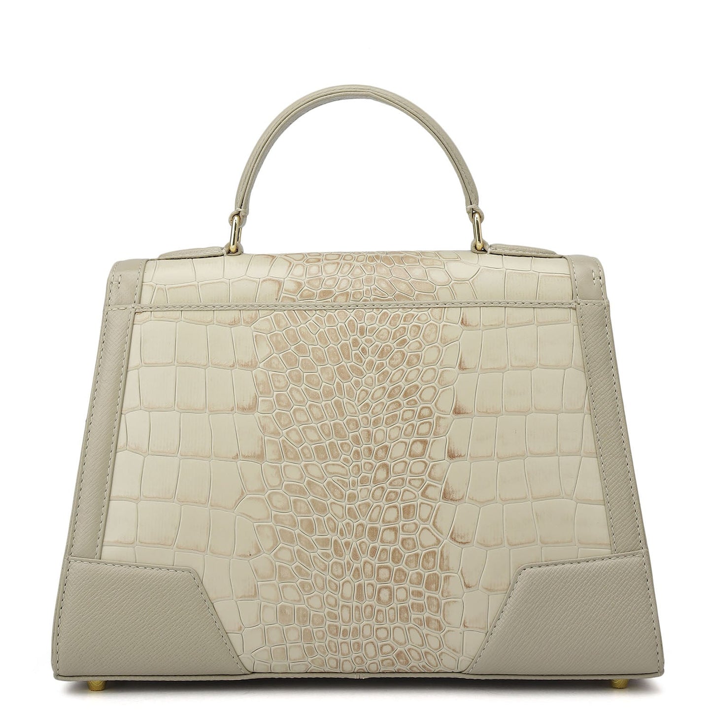 Medium Croco Franzy Leather Satchel - Frost