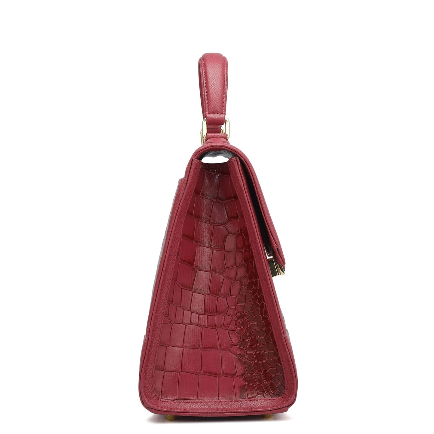 Medium Croco Franzy Leather Satchel - Plumberry