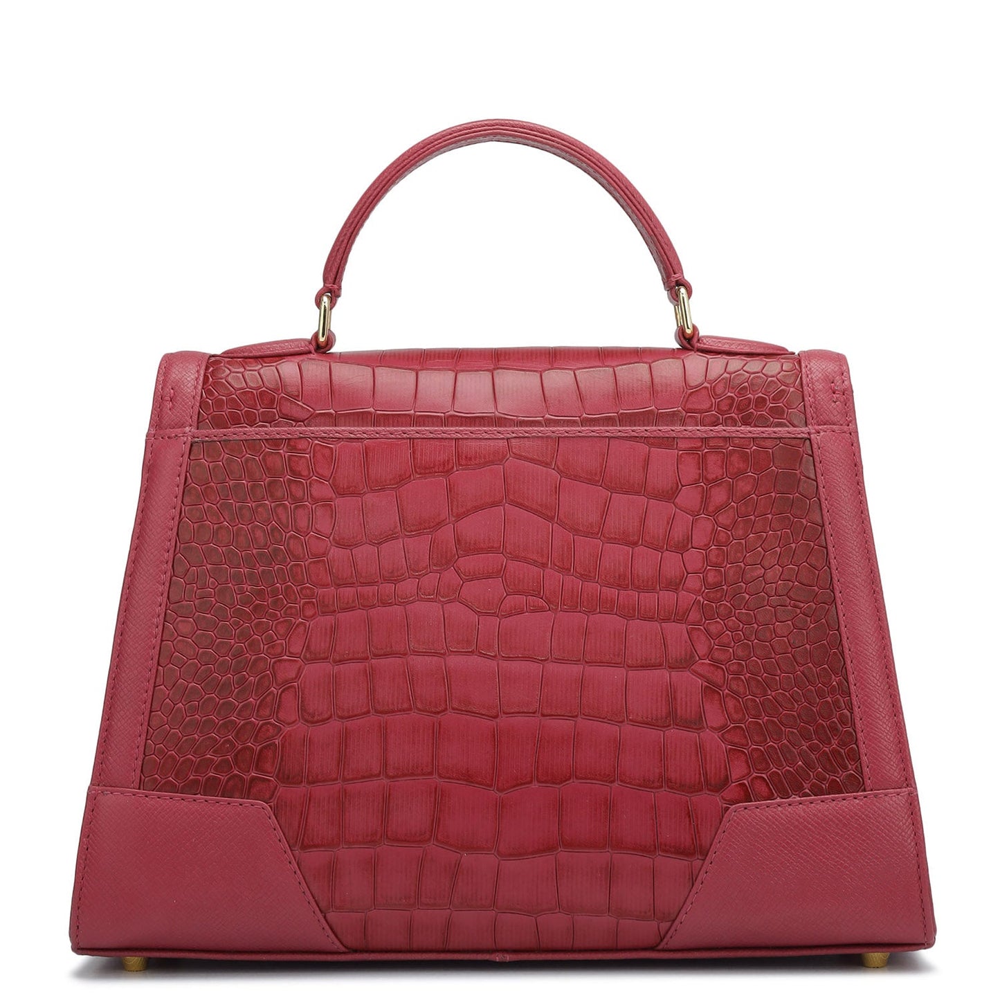 Medium Croco Franzy Leather Satchel - Plumberry