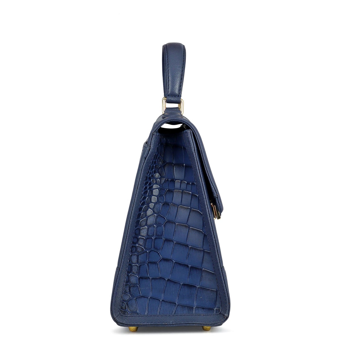 Medium Croco Franzy Leather Satchel - Stardust