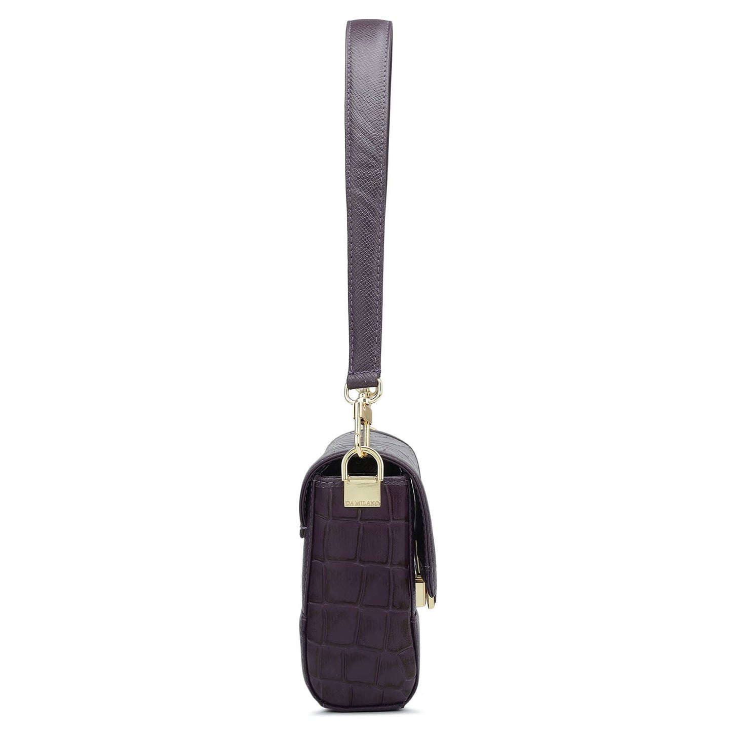 Small Croco Franzy Leather Baguette - Grapevine