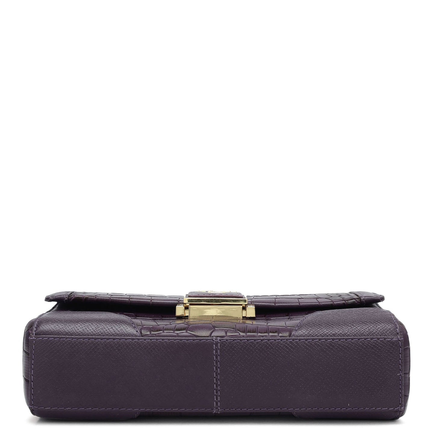 Small Croco Franzy Leather Baguette - Grapevine