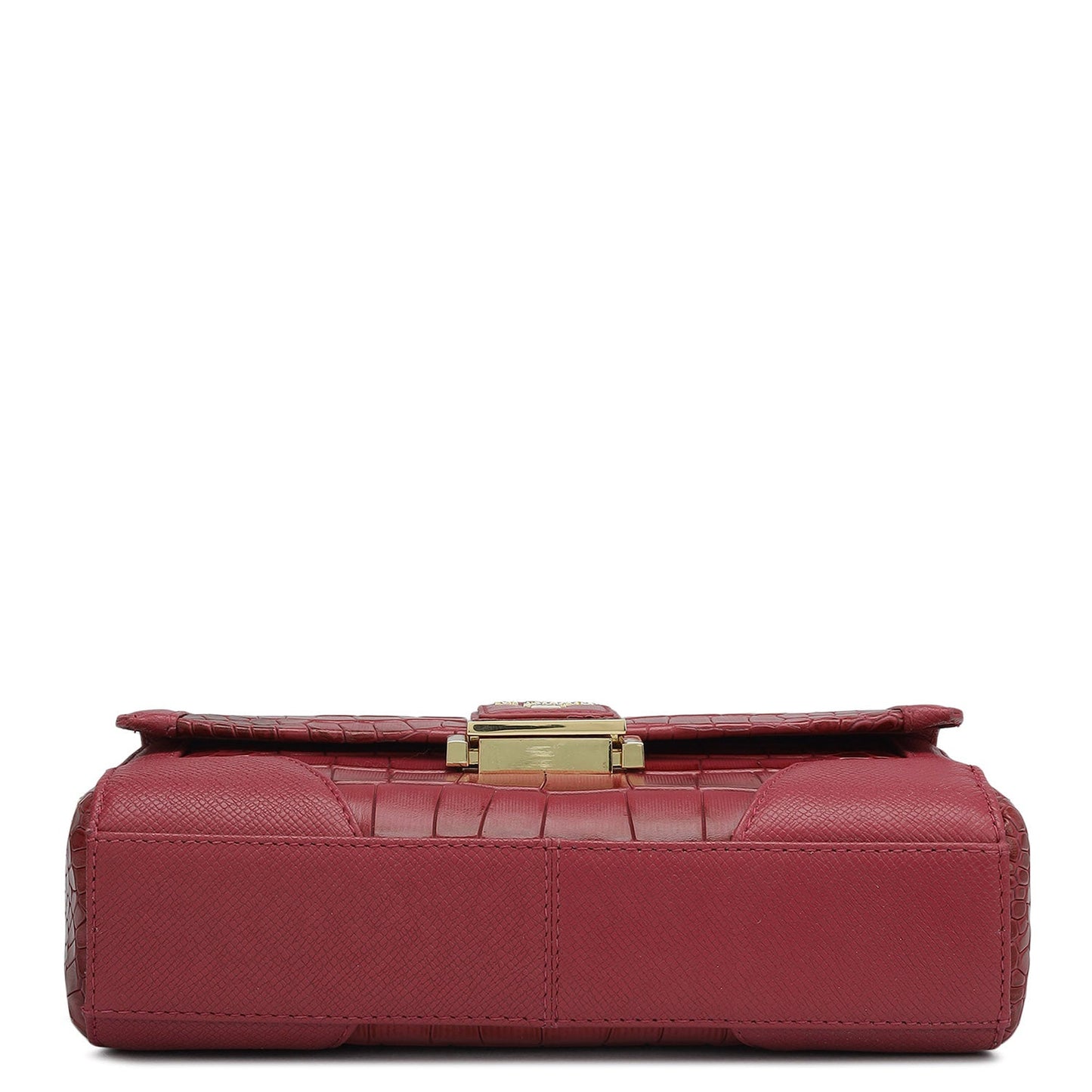 Small Croco Franzy Leather Baguette - Plumberry