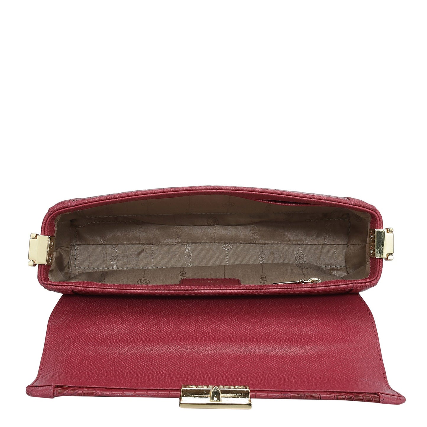 Small Croco Franzy Leather Baguette - Plumberry