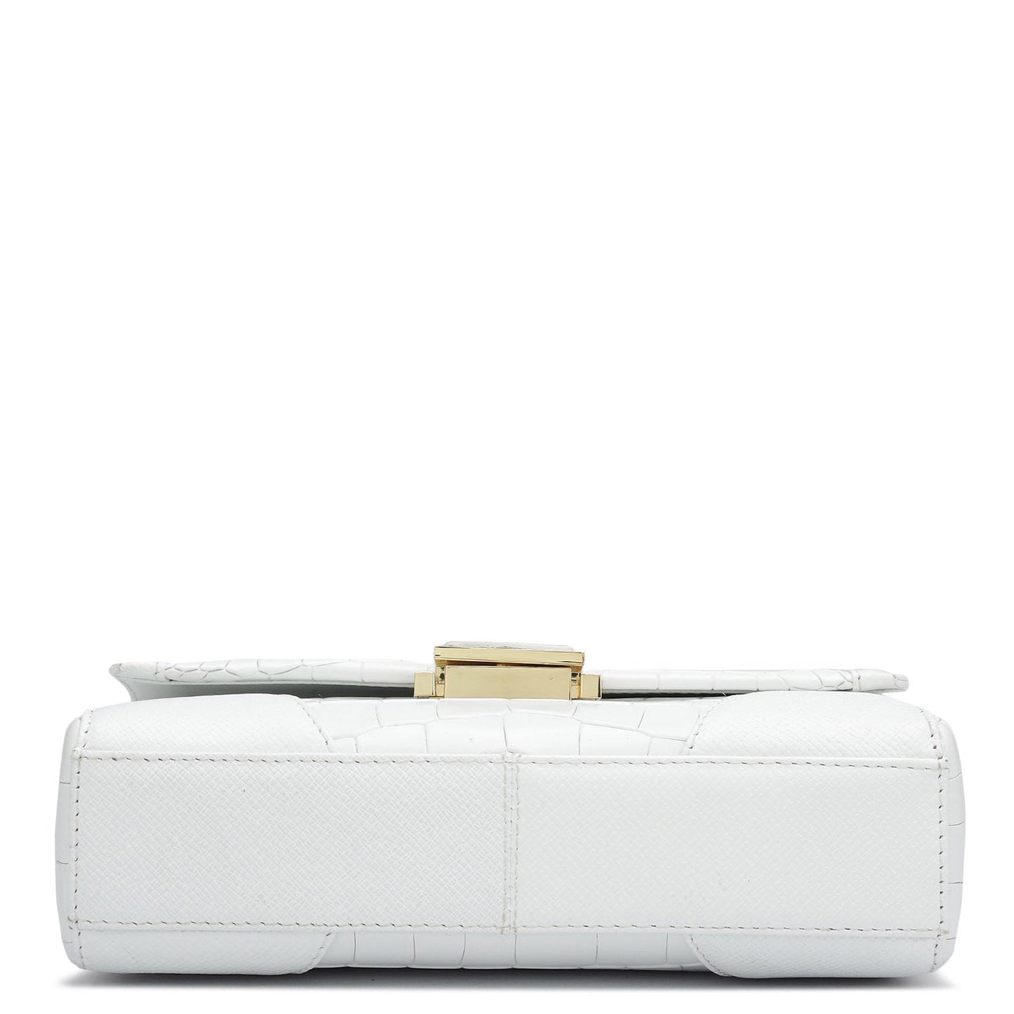 Small Croco Franzy Leather Baguette - Snow