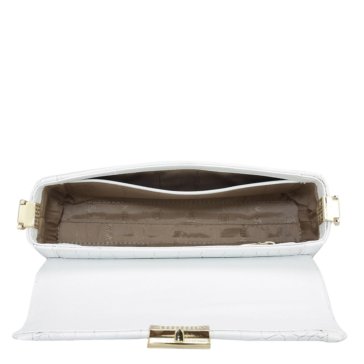 Small Croco Franzy Leather Baguette - Snow