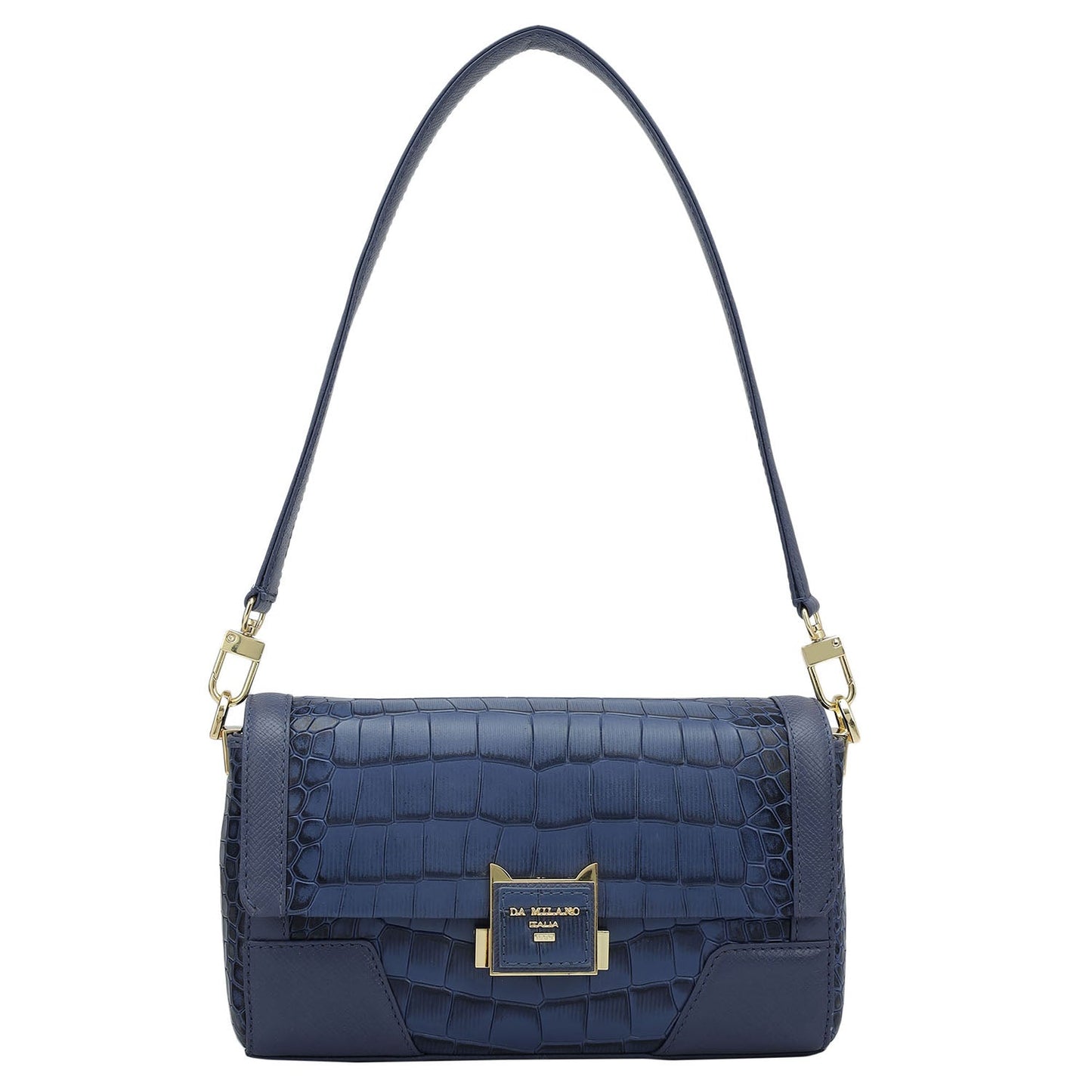Small Croco Franzy Leather Baguette - Stardust