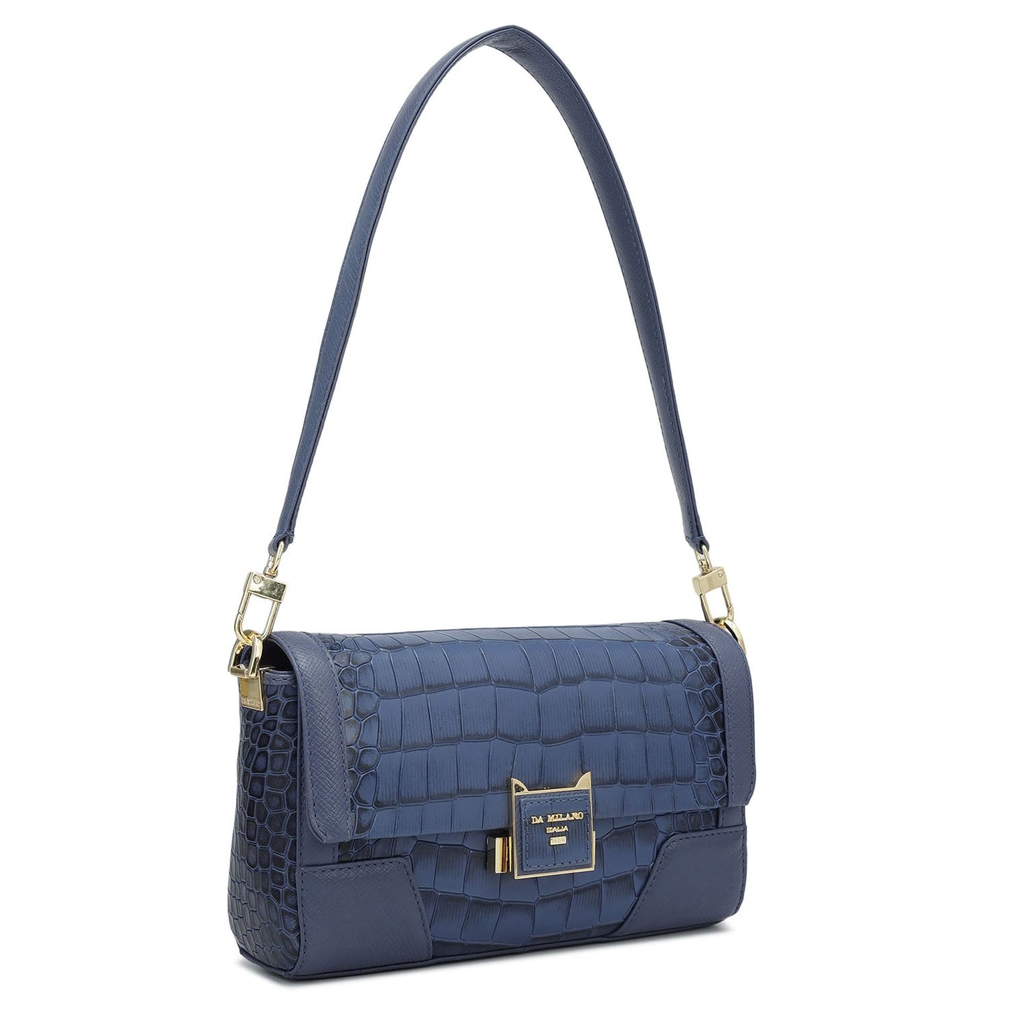 Small Croco Franzy Leather Baguette - Stardust