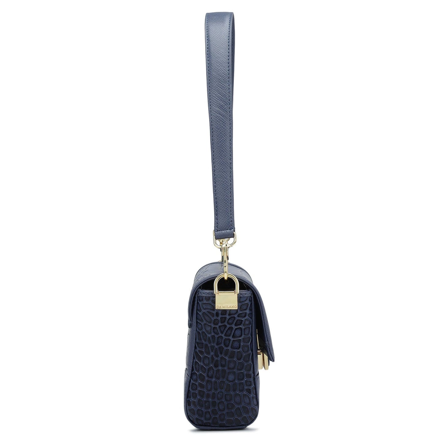 Small Croco Franzy Leather Baguette - Stardust