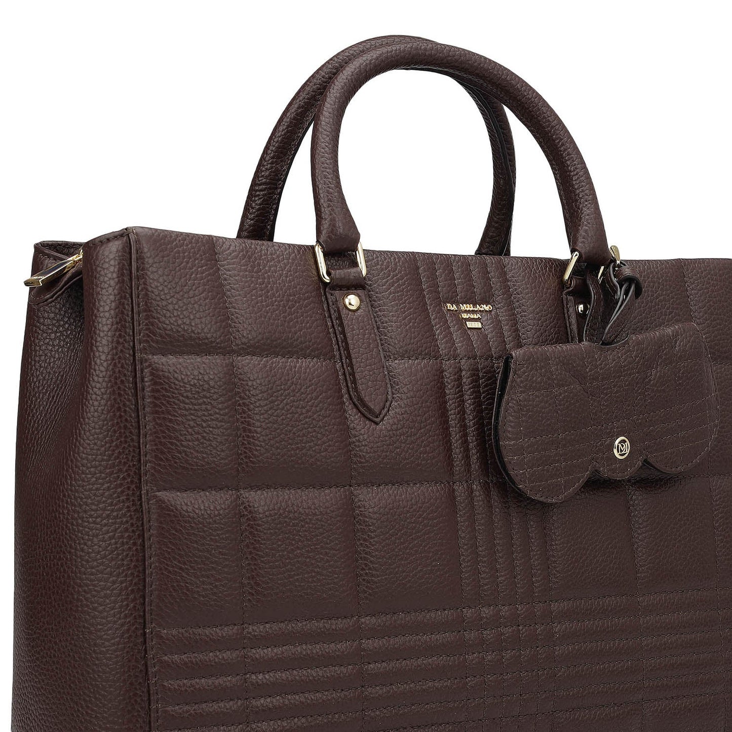 Large Wax Stripe Leather Book Tote - Berry