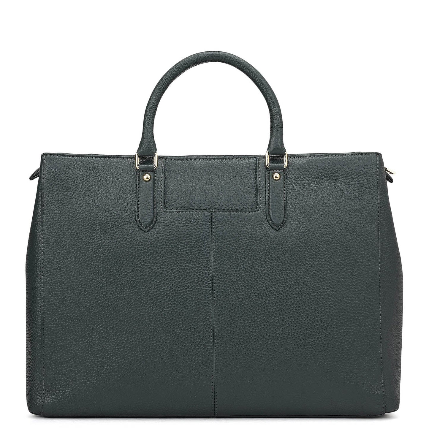 Large Wax Stripe Leather Book Tote - Bottle Green