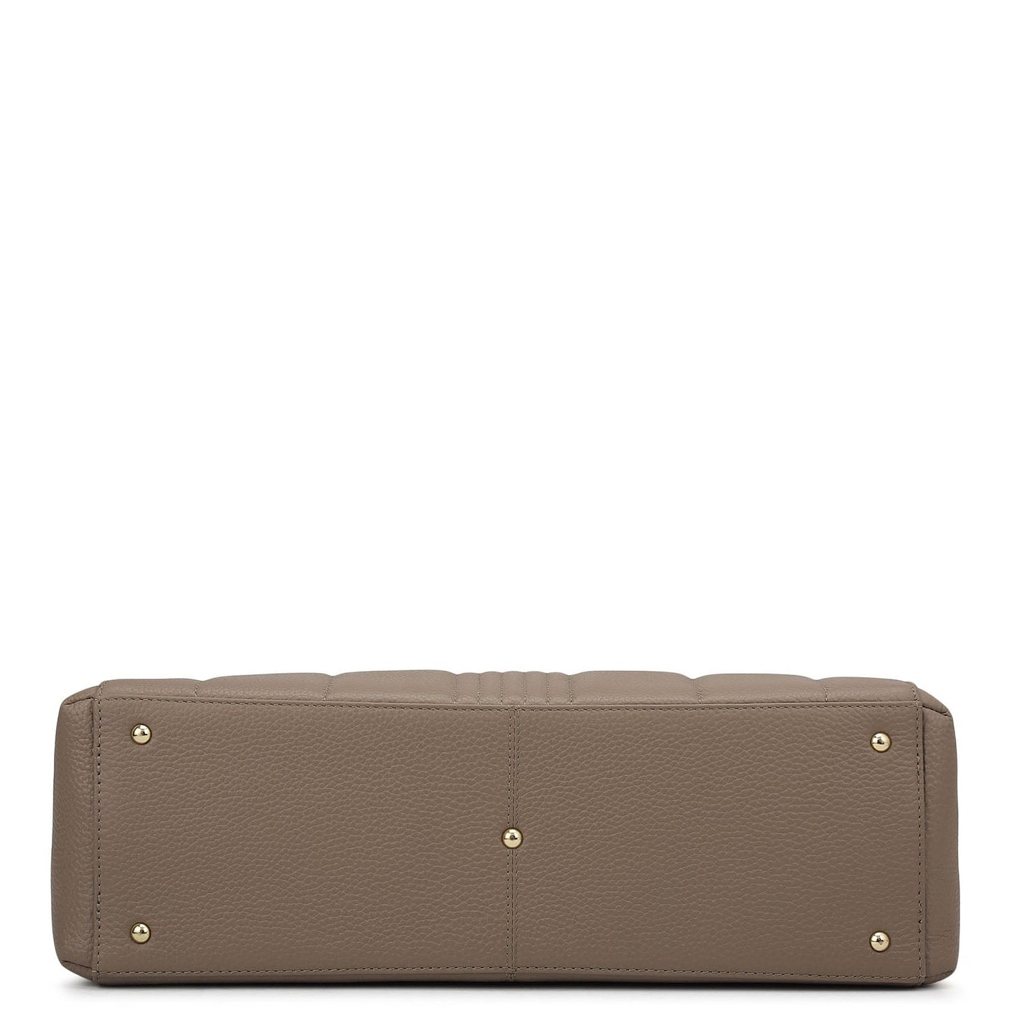 Large Wax Stripe Leather Book Tote - Taupe