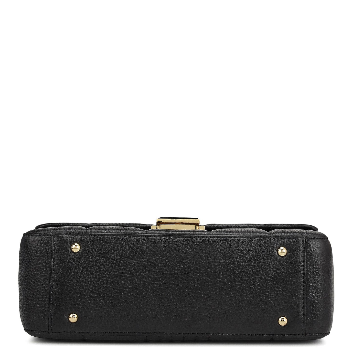 Medium Wax Stripe Leather Shoulder Bag - Black