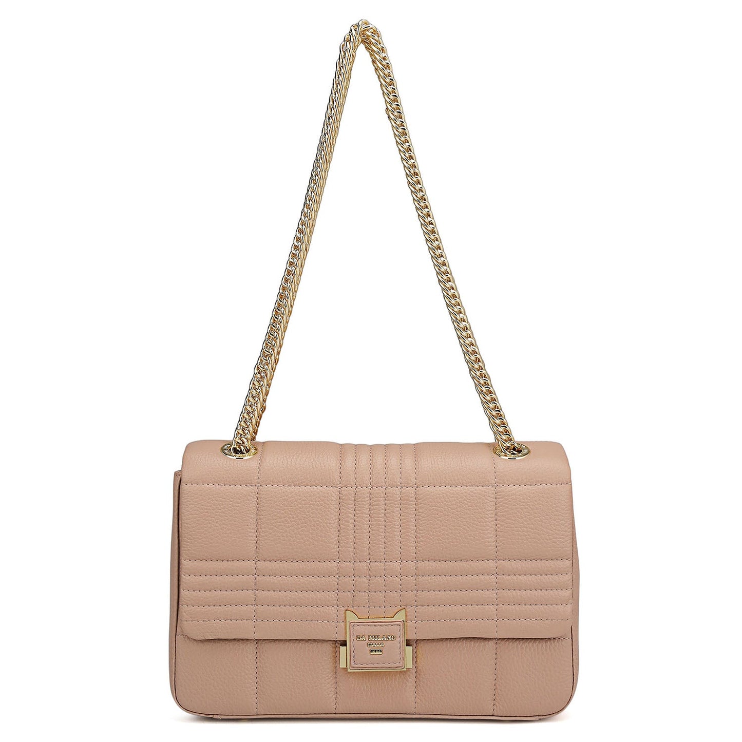 Medium Wax Stripe Leather Shoulder Bag - Feather
