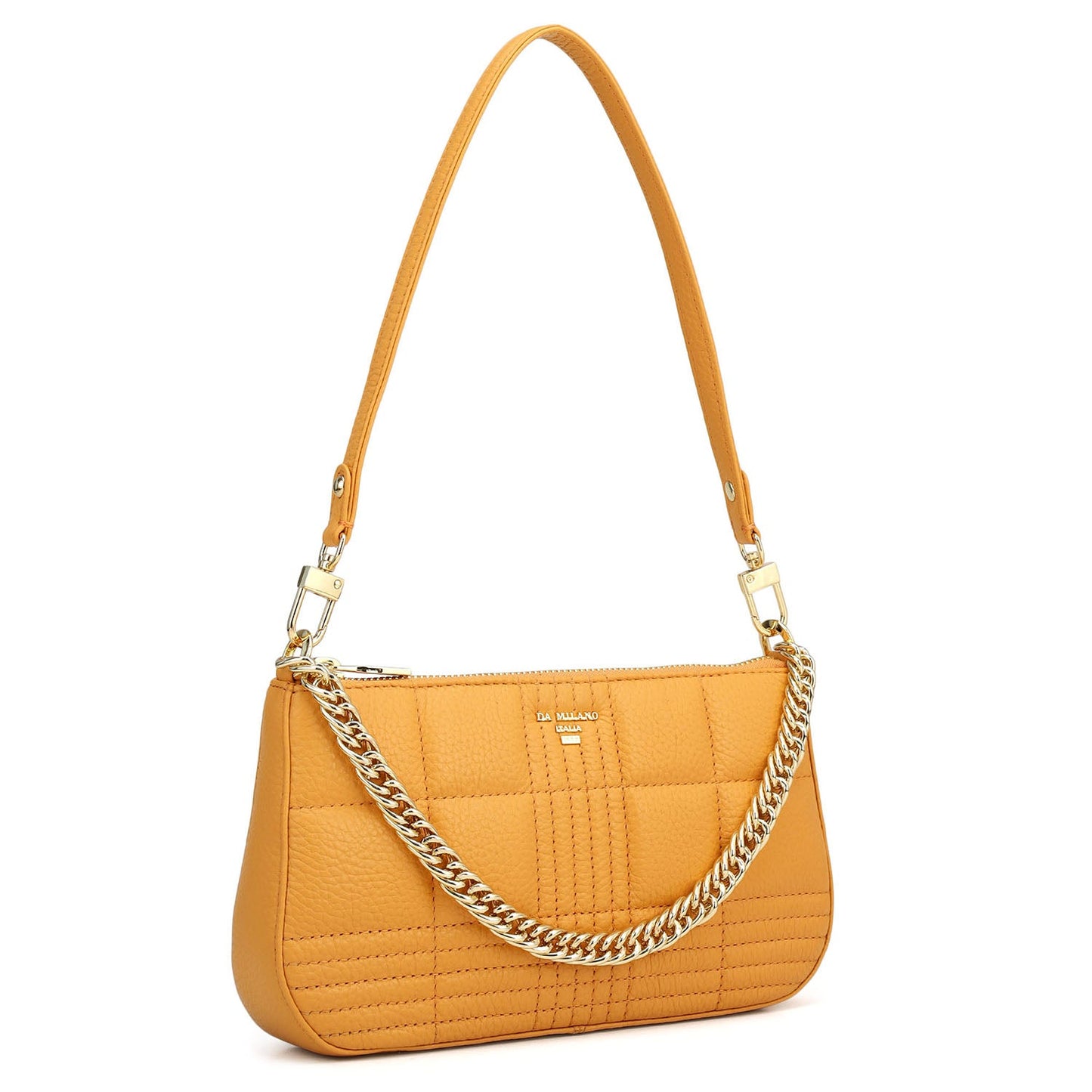 Small Wax Stripe Leather Baguette - Apricot Crush