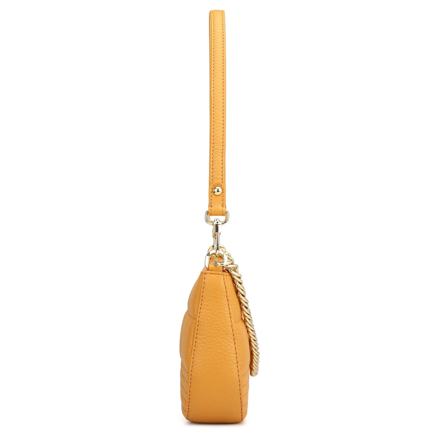 Small Wax Stripe Leather Baguette - Apricot Crush