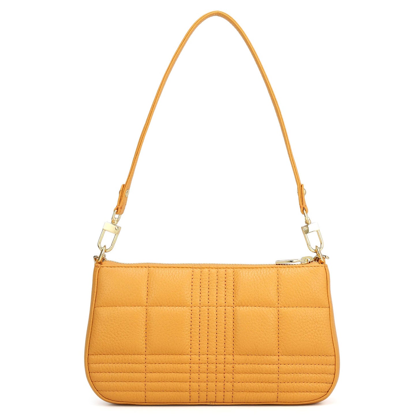 Small Wax Stripe Leather Baguette - Apricot Crush