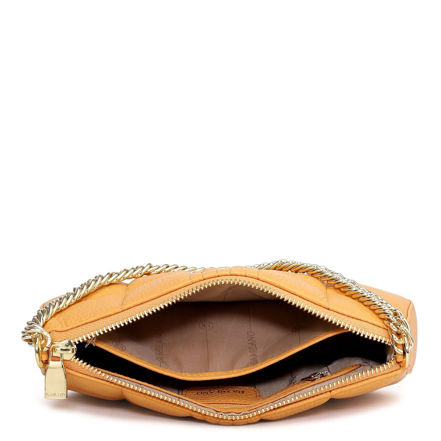 Small Wax Stripe Leather Baguette - Apricot Crush