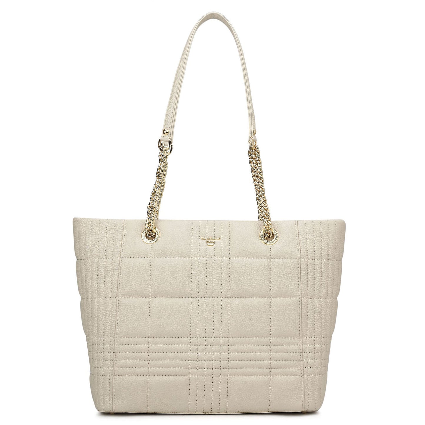 Medium Wax Stripe Leather Tote - Butter