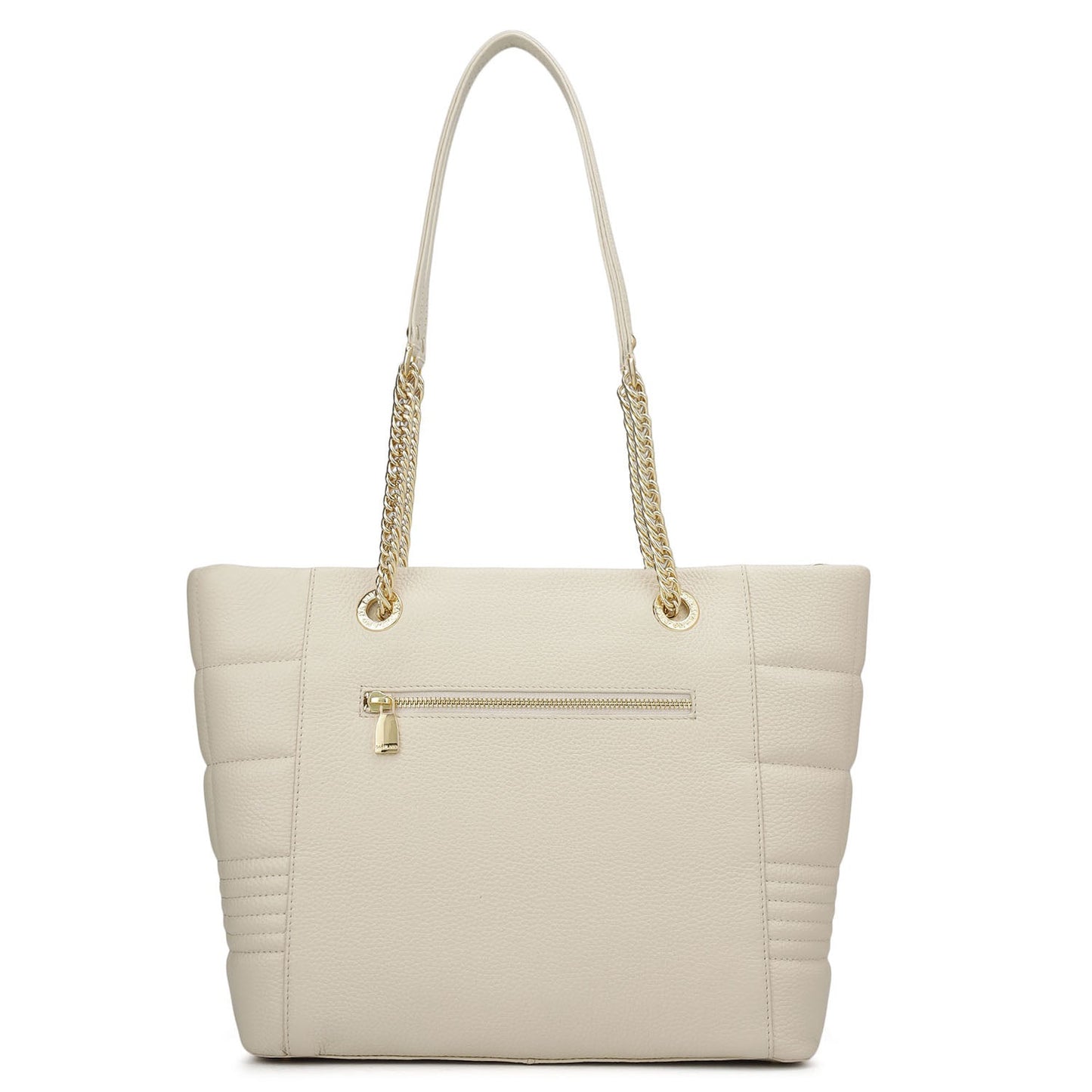 Medium Wax Stripe Leather Tote - Butter