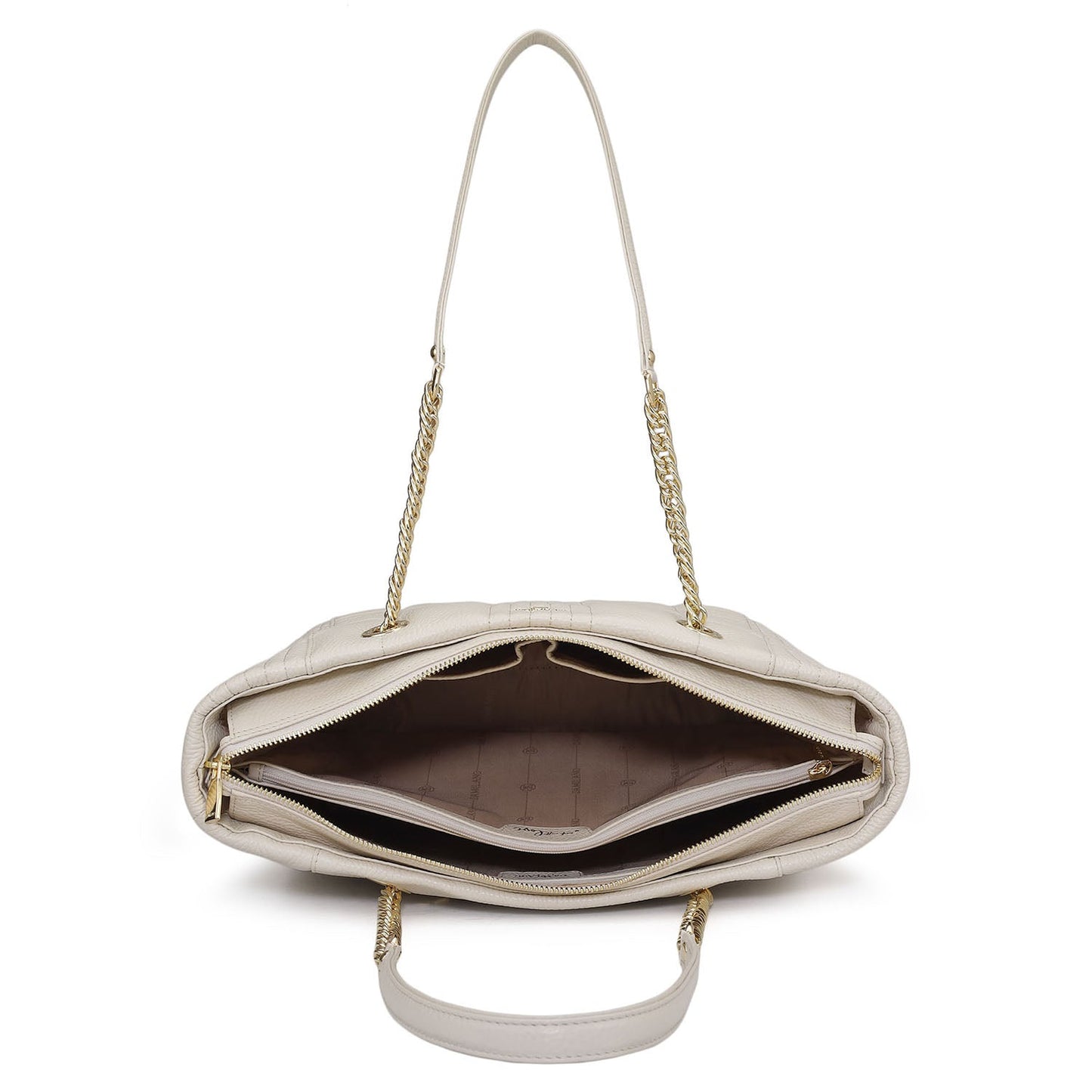 Medium Wax Stripe Leather Tote - Butter