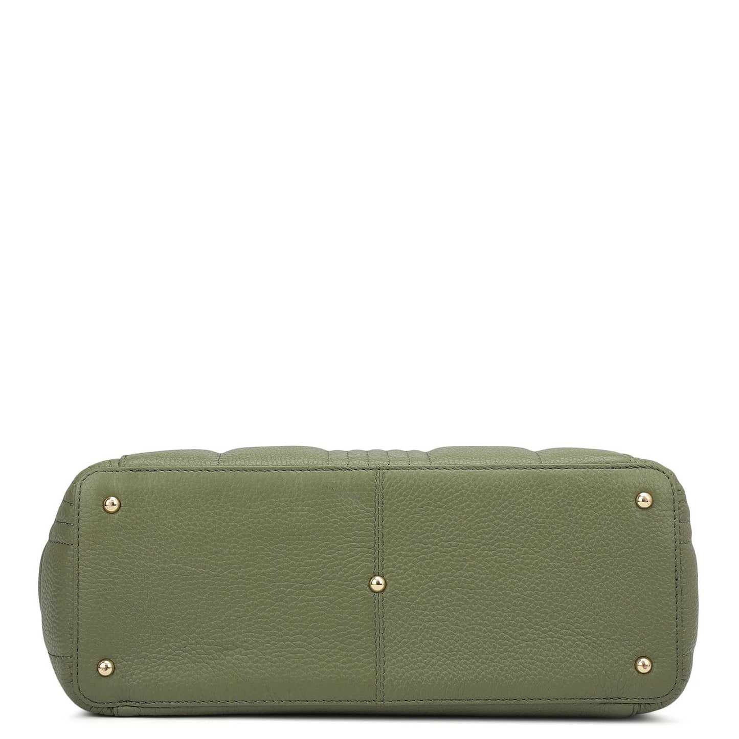Medium Wax Stripe Leather Tote - Matcha Green
