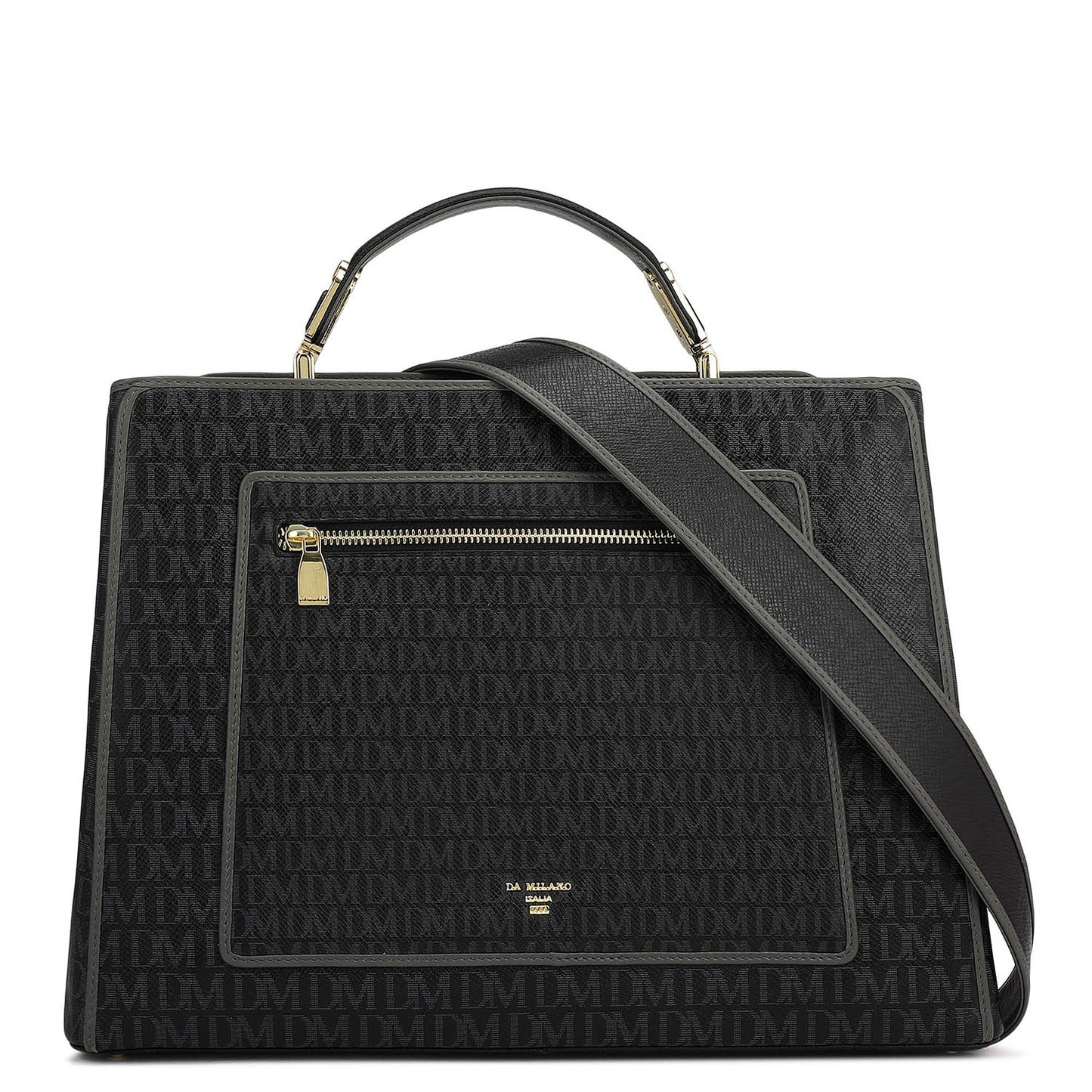 Medium Monogram Leather Book Tote - Black