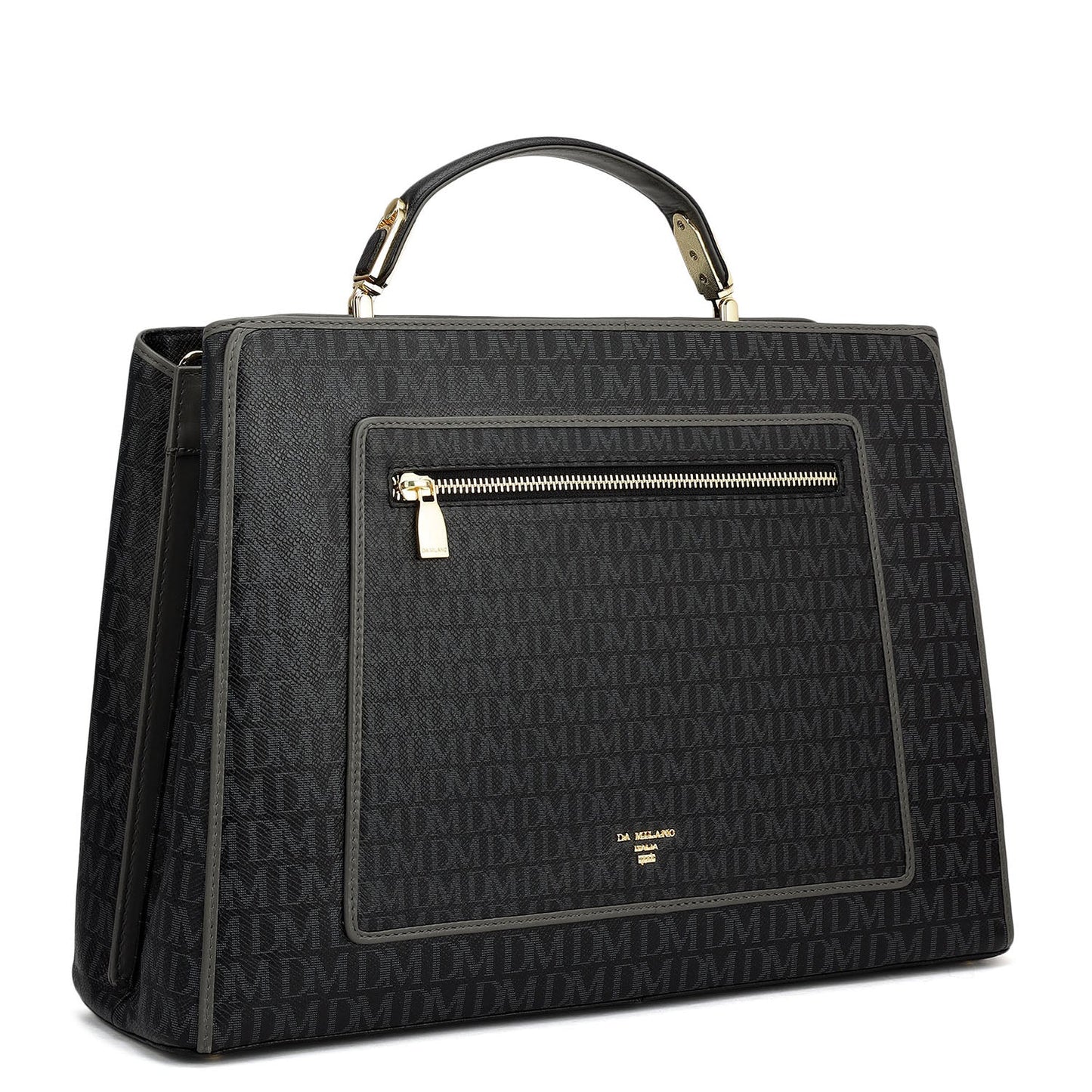 Medium Monogram Leather Book Tote - Black