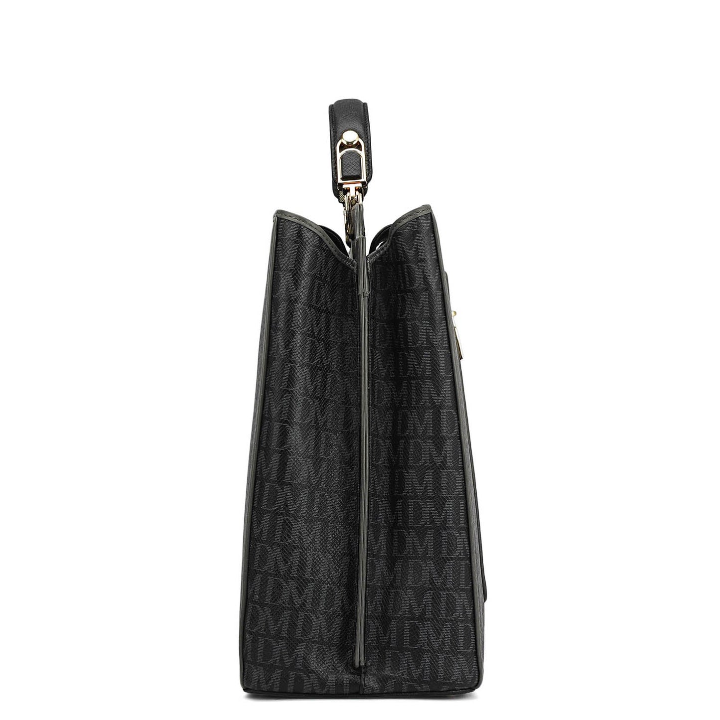 Medium Monogram Leather Book Tote - Black