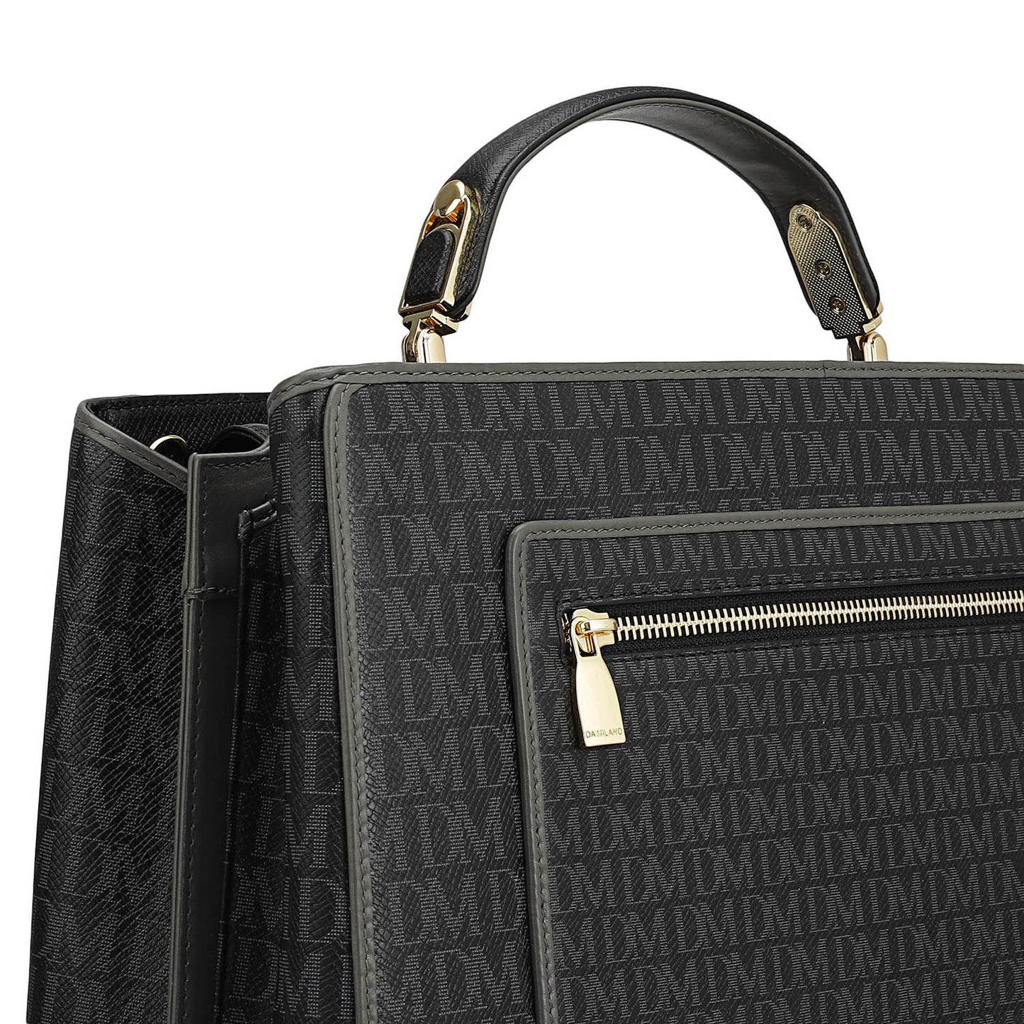 Medium Monogram Leather Book Tote - Black