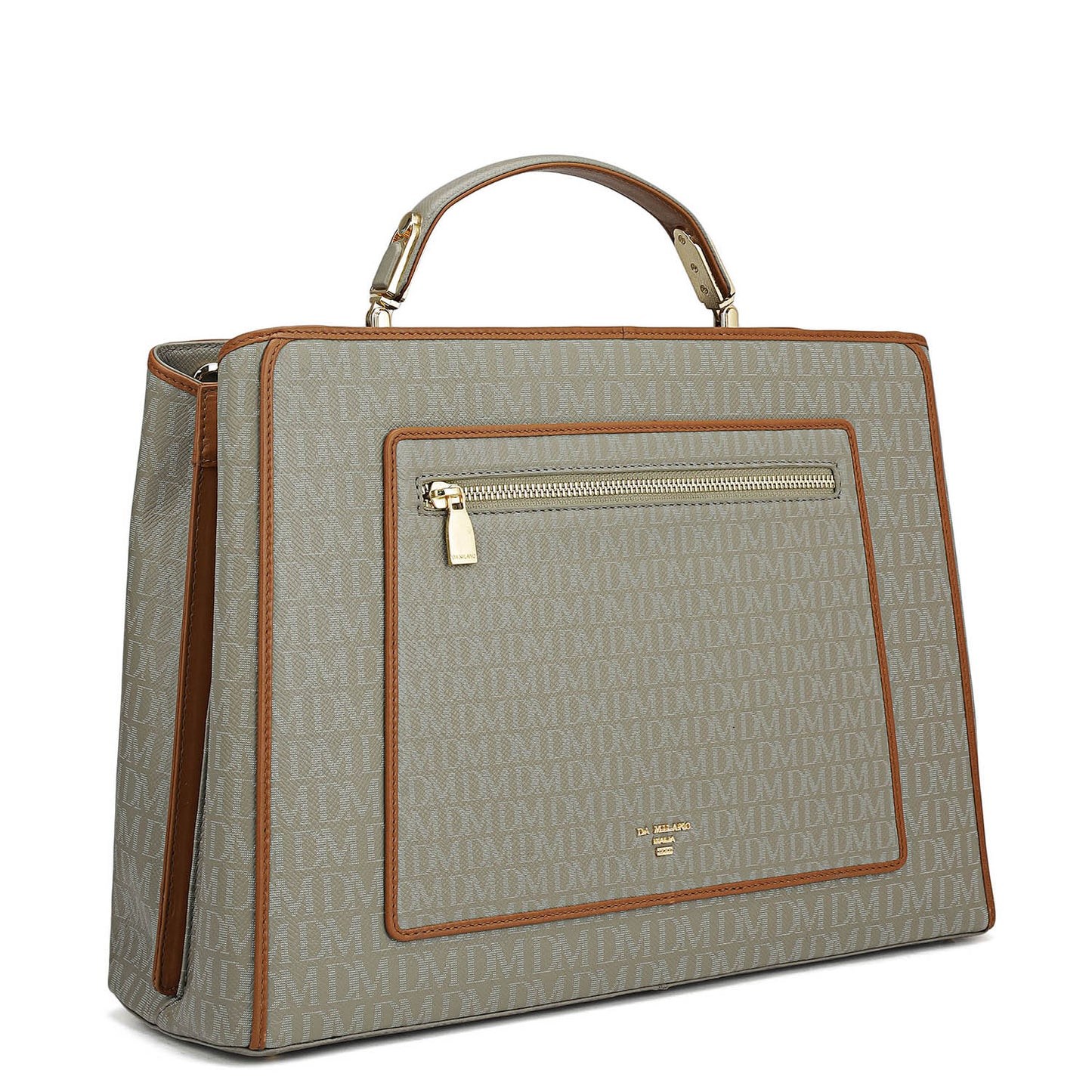 Medium Monogram Leather Book Tote - Stone Grey