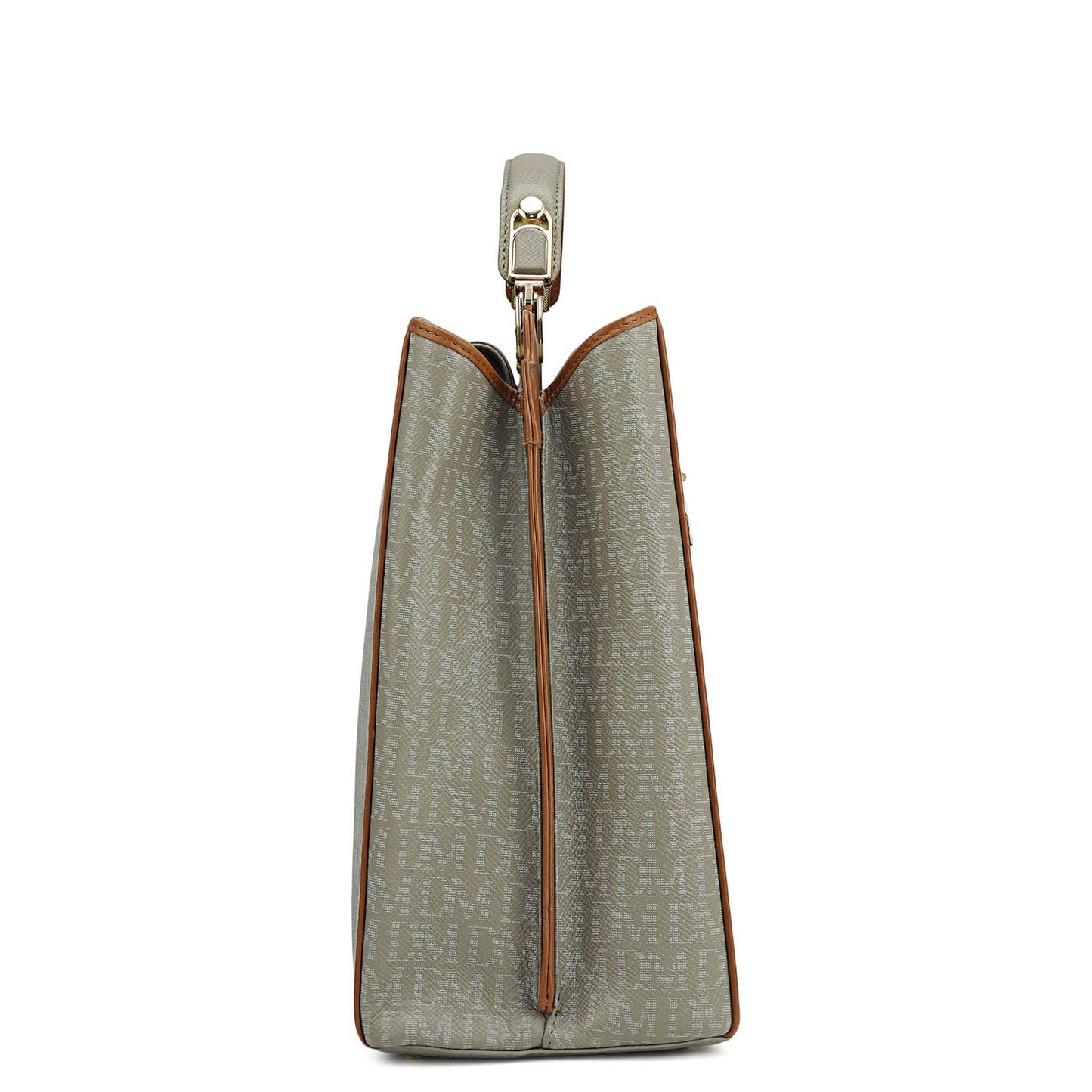 Medium Monogram Leather Book Tote - Stone Grey