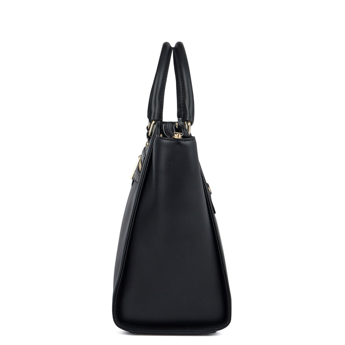 Medium Plain Leather Satchel - Black