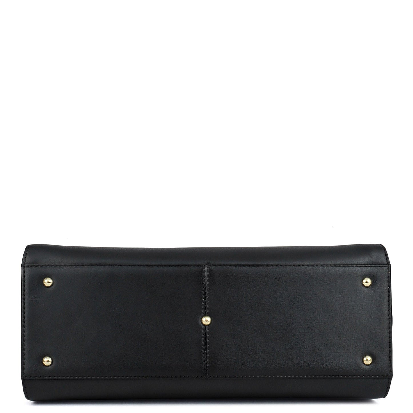 Medium Plain Leather Satchel - Black
